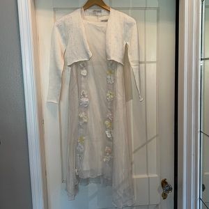 RARE Vintage Italy Melograno linen dress, cotton sweater, knit dress cover